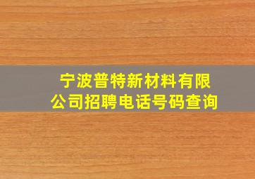 宁波普特新材料有限公司招聘电话号码查询