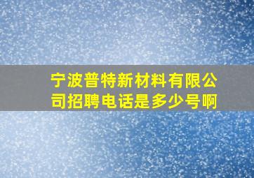 宁波普特新材料有限公司招聘电话是多少号啊