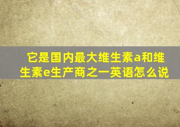 它是国内最大维生素a和维生素e生产商之一英语怎么说