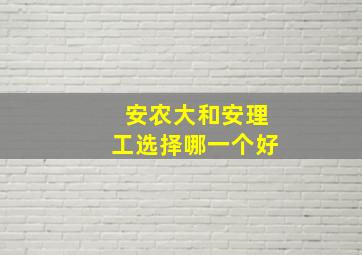 安农大和安理工选择哪一个好