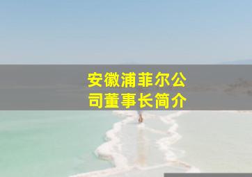 安徽浦菲尔公司董事长简介