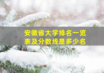 安徽省大学排名一览表及分数线是多少名