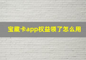 宝藏卡app权益领了怎么用