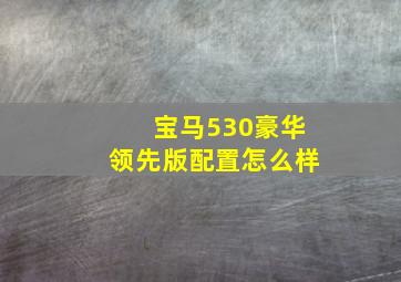 宝马530豪华领先版配置怎么样