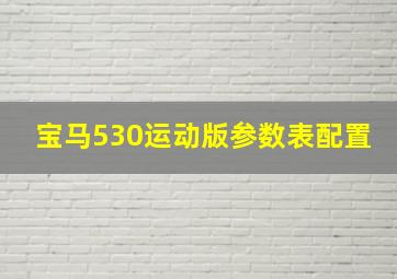 宝马530运动版参数表配置