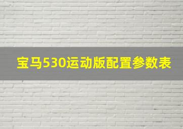 宝马530运动版配置参数表