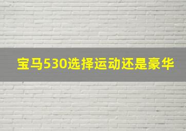 宝马530选择运动还是豪华