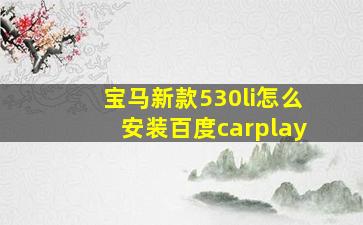 宝马新款530li怎么安装百度carplay