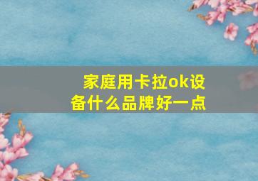 家庭用卡拉ok设备什么品牌好一点