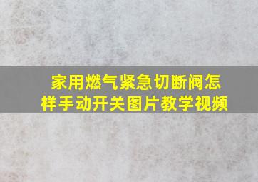 家用燃气紧急切断阀怎样手动开关图片教学视频