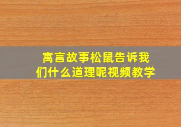 寓言故事松鼠告诉我们什么道理呢视频教学