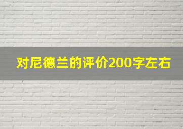 对尼德兰的评价200字左右