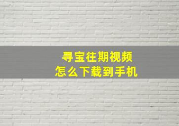 寻宝往期视频怎么下载到手机