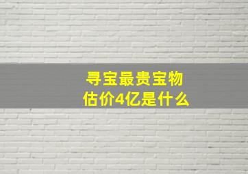 寻宝最贵宝物估价4亿是什么