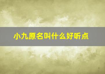 小九原名叫什么好听点