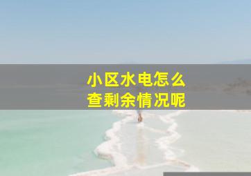 小区水电怎么查剩余情况呢