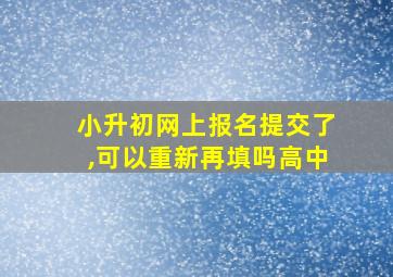 小升初网上报名提交了,可以重新再填吗高中