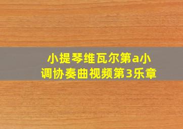 小提琴维瓦尔第a小调协奏曲视频第3乐章