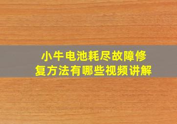 小牛电池耗尽故障修复方法有哪些视频讲解