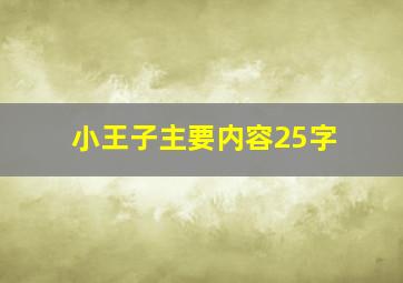 小王子主要内容25字