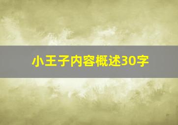 小王子内容概述30字