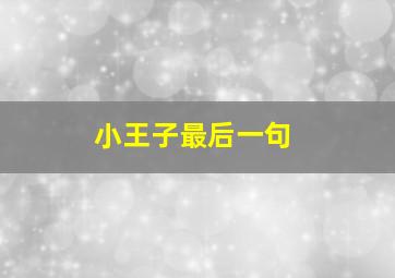 小王子最后一句