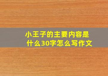 小王子的主要内容是什么30字怎么写作文