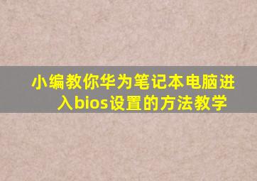 小编教你华为笔记本电脑进入bios设置的方法教学