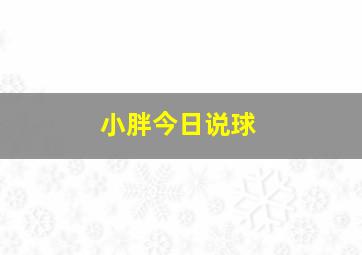 小胖今日说球