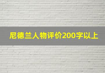 尼德兰人物评价200字以上