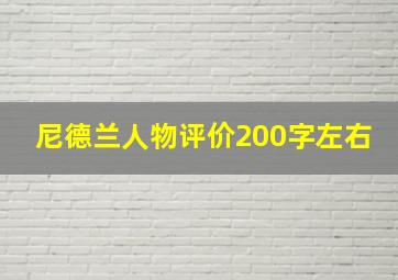 尼德兰人物评价200字左右