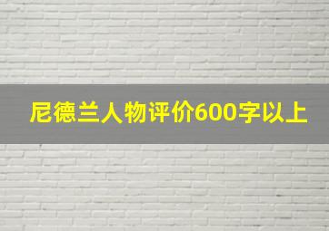 尼德兰人物评价600字以上