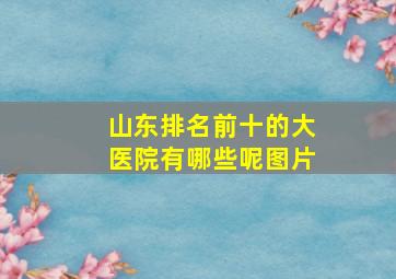 山东排名前十的大医院有哪些呢图片