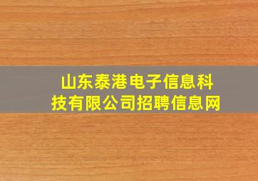 山东泰港电子信息科技有限公司招聘信息网