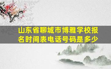 山东省聊城市博雅学校报名时间表电话号码是多少