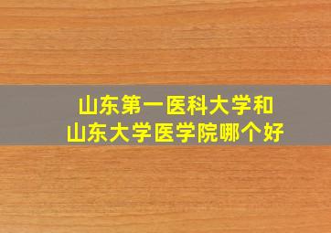 山东第一医科大学和山东大学医学院哪个好