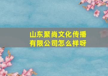 山东聚尚文化传播有限公司怎么样呀