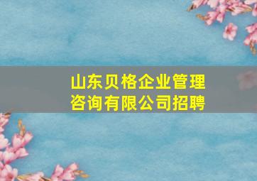 山东贝格企业管理咨询有限公司招聘