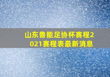 山东鲁能足协杯赛程2021赛程表最新消息