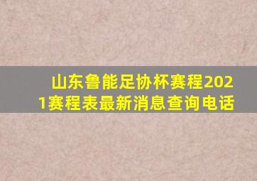 山东鲁能足协杯赛程2021赛程表最新消息查询电话