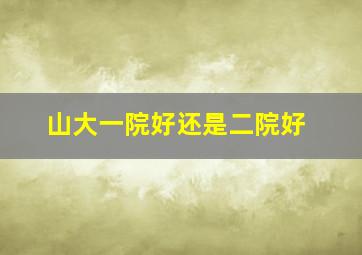 山大一院好还是二院好