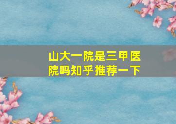 山大一院是三甲医院吗知乎推荐一下