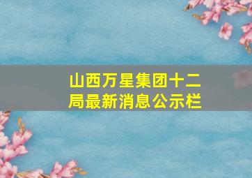 山西万星集团十二局最新消息公示栏