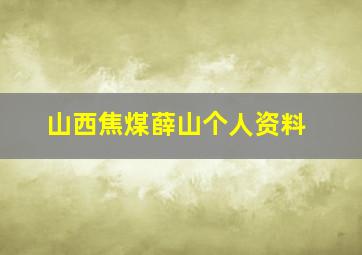 山西焦煤薛山个人资料