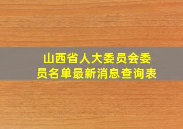 山西省人大委员会委员名单最新消息查询表