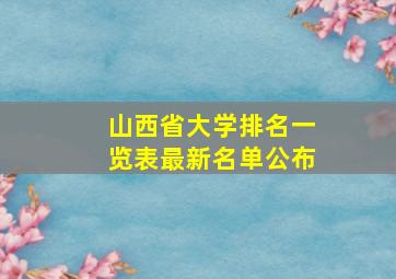 山西省大学排名一览表最新名单公布