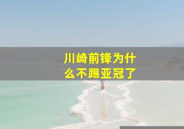 川崎前锋为什么不踢亚冠了