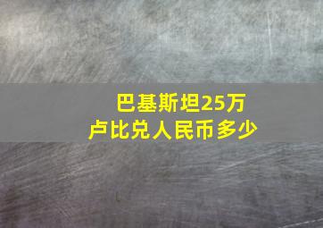 巴基斯坦25万卢比兑人民币多少