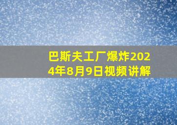 巴斯夫工厂爆炸2024年8月9日视频讲解