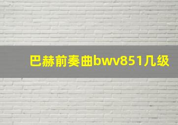 巴赫前奏曲bwv851几级